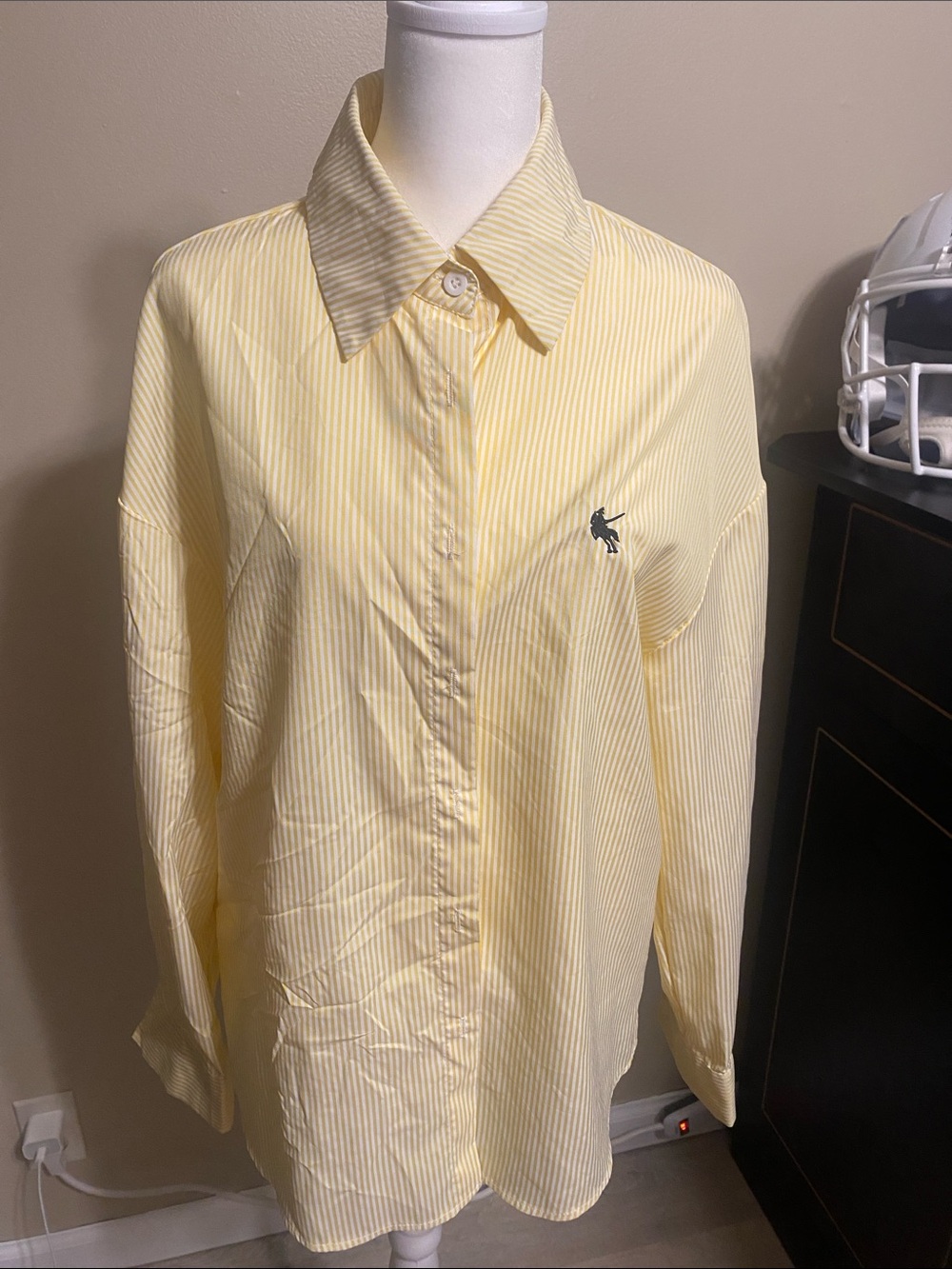 SHEIN knock off Polo by Ralph Lauren Yellow & White Striped Button-Down Shirt